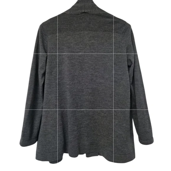 Talbots Womens Petite Plus 1XP 1X Cardigan Sweater Open 100% Merino Wool Gray - Picture 2 of 4